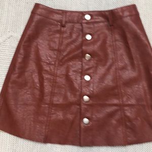 Rust pleather skirt button down